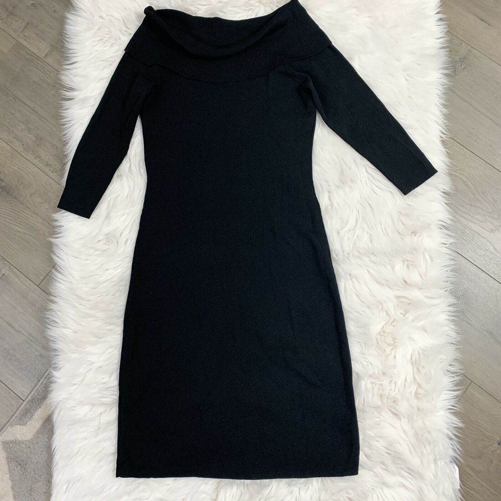 Cowl Neck Career Dress Rayon Blend 3/4 Sleeve XS
